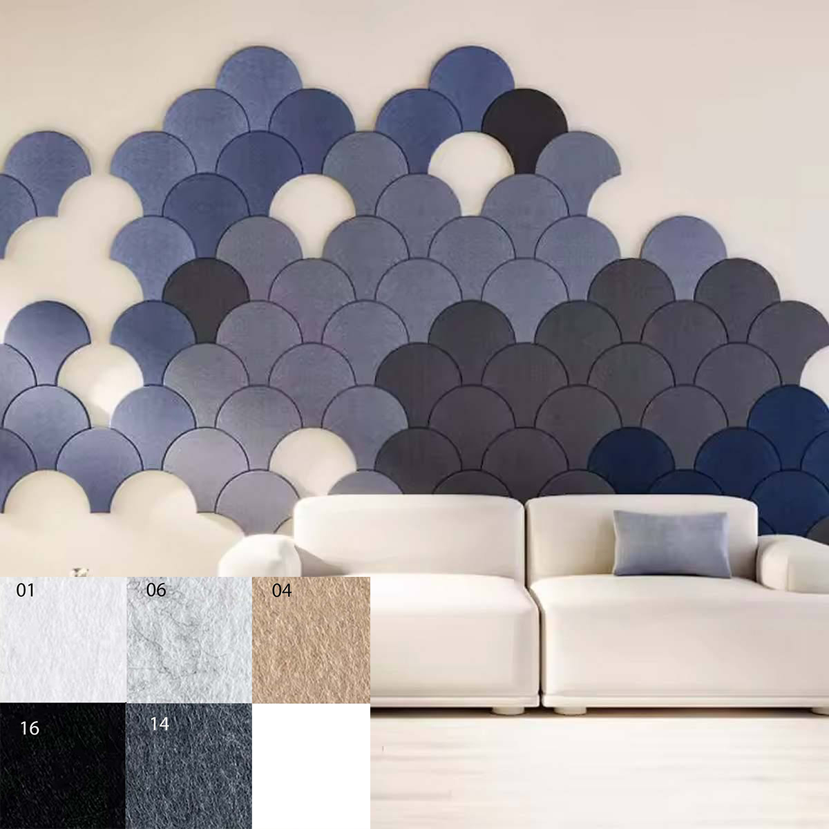 Bilnora extra sűrű félkör alakú akusztikai panel 0,9cm vastag 3030 cm