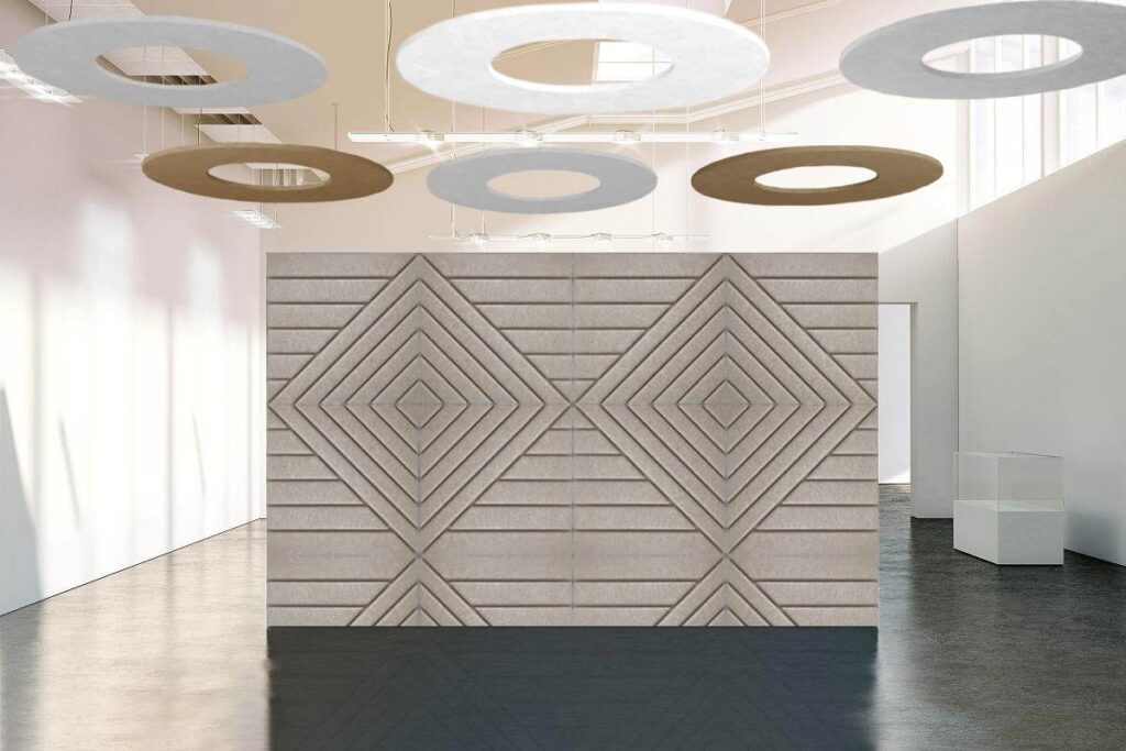 Bilnora extra sűrű, lyukas kör alakú akusztikai mennyezeti panel Ø120x1,2cm